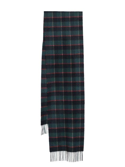 Johnstons Of Elgin Tartan Cashmere Scarf - Blue | Editorialist