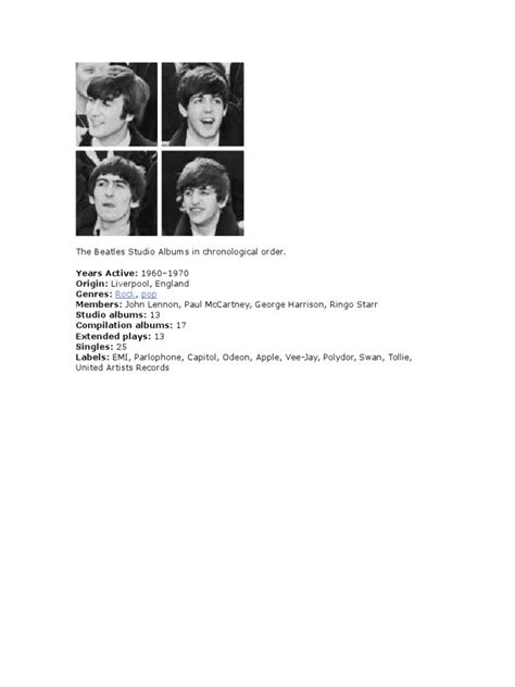 The Beatles Studio Albums in Chronological Order | The Beatles ...