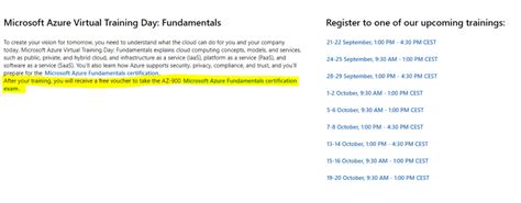 Microsoft Training with FREE AZ-900 Exam Voucher. Registration Dates for MB-901 & PL-900 coming ...