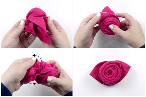 Origami Rose Napkin Photo Tutorial - Step By Step Instructions - Paper Kawaii