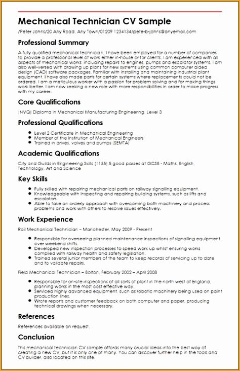 4 Mechanical Technician Resume Sample - Free Samples , Examples ...