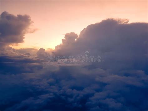 Stunning Sunny Sunset among the Clouds, View from the Sky Stock Photo ...