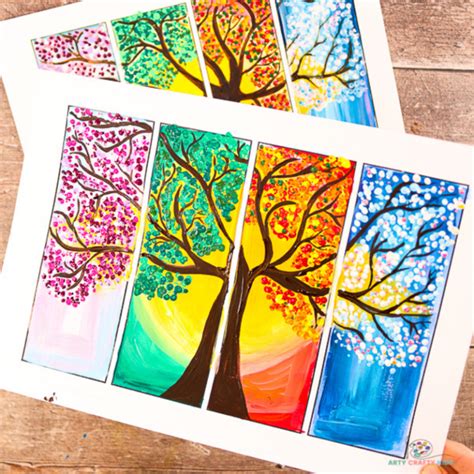 Four Seasons Tree Painting | Easy Art Project for Kids - Arty Crafty Kids