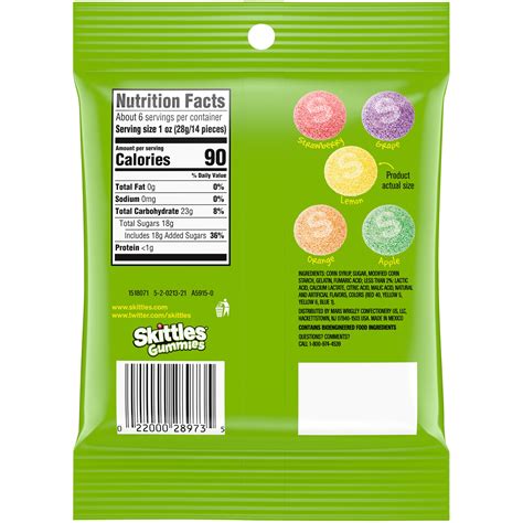 Sour Skittles Nutrition Facts Label | Blog Dandk