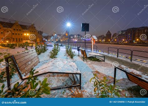 Winter Cityscape of Gdansk at Dusk, Poland Stock Photo - Image of ...