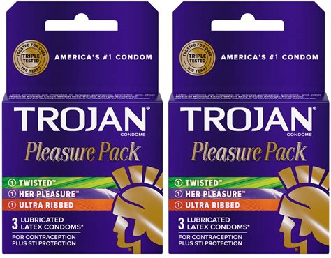 Trojan Pleasure Variety Pack Lubricated Condoms 3 Count (Pack of 2 ...