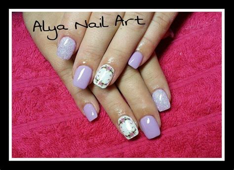 Spring mood with flowers on purple gel nails | Nail art, Purple gel ...
