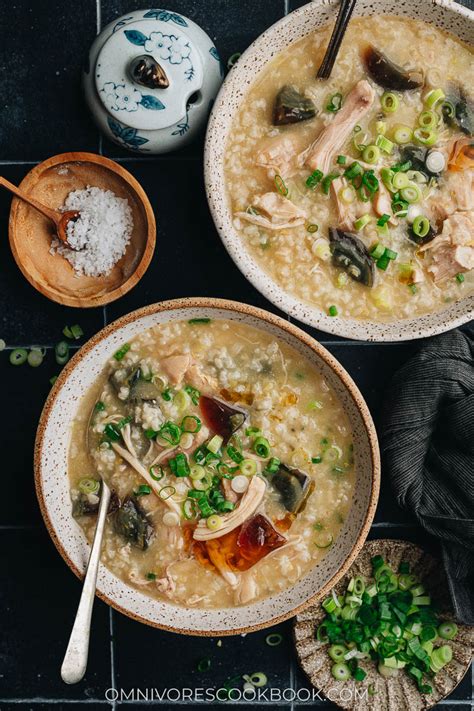 Century Egg Congee with Chicken (皮蛋瘦肉粥) - Omnivore's Cookbook