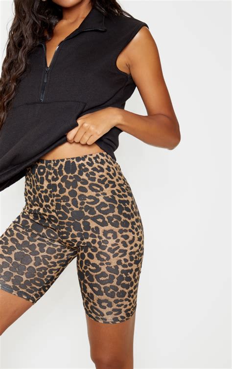 Brown Leopard Print Cycle Short | Shorts | PrettyLittleThing USA