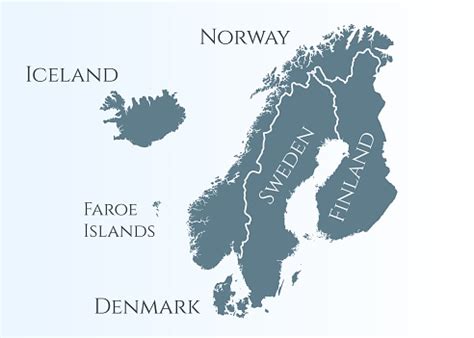 Scandinavia Map Norway Sweden Finland Denmark Iceland And Faroe Islands Nordic Countries Map ...