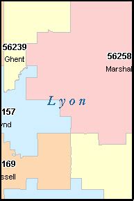 LYON County, Minnesota Digital ZIP Code Map