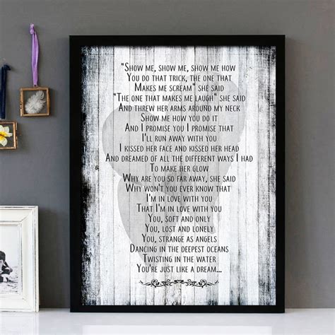 "Just Like Heaven" - The Cure - Framed Lyrics Wall Art Design