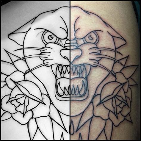 Traditional Panther Tattoo Outline : Traditional Panther Head Tattoo ...