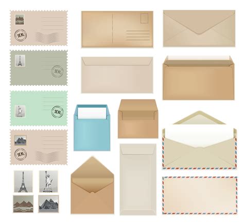 Envelope Stamps Realistic Set 19774380 Vector Art at Vecteezy