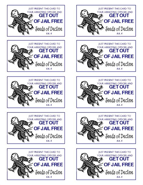 Get Out Of Jail Free Card Printable - Best FREE Printable