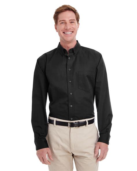 Harriton M581 Men's Foundation 100% Cotton Long-Sleeve Twill Shirt with ...