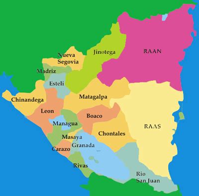 Map of Nicaragua - Info Nicaragua