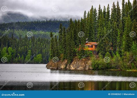 Cabin at a lake stock photo. Image of birch, swim, alaska - 25948262