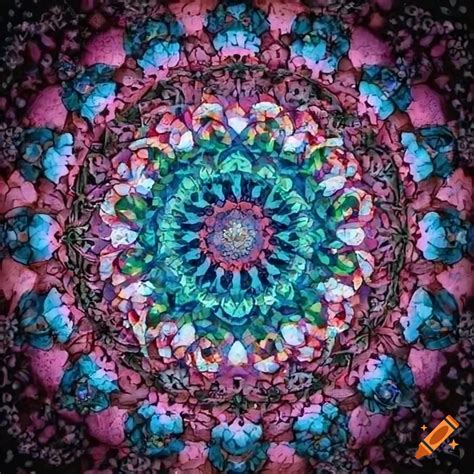 Detailed floral mosaic mandala on Craiyon