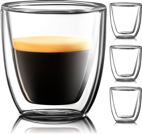 Set of 4 Double Walled Glass Espresso Cups - Italian Style Doppio Cups in Nepal at NPR 3895 ...