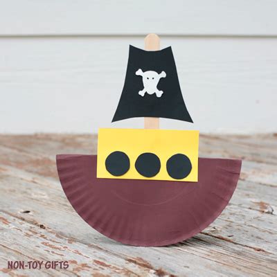 Rocking Paper Plate Pirate Boat Craft - Non-Toy Gifts