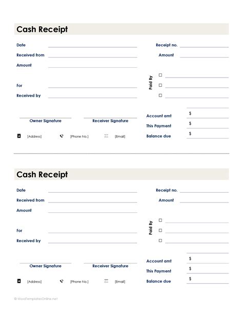 Simple Cash Receipt Template Word Stunning : Receipt Forms