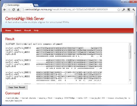 Results page of CentroidAlign-Web. The output of an multiple sequence... | Download Scientific ...