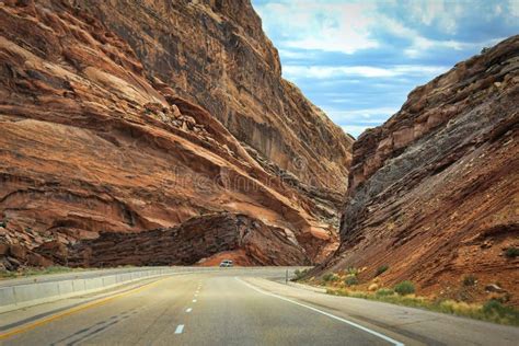 Driving on Interstate 70 Highway in Utah. Stock Photo - Image of views ...