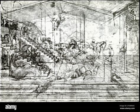 LEONARDO DA VINCI.Study of perspective for the Adoration of the Magi,circa 1481.Pen and ink and ...