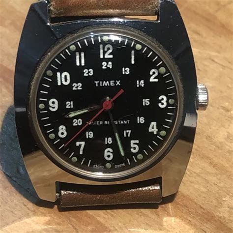 VINTAGE TIMEX MILITARY black dial watch Wind Mechanical 1975Made In England $59.67 - PicClick