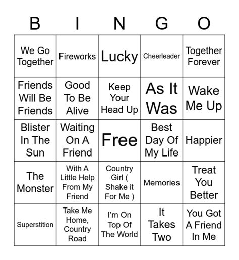 BINGO With Friends Bingo Card