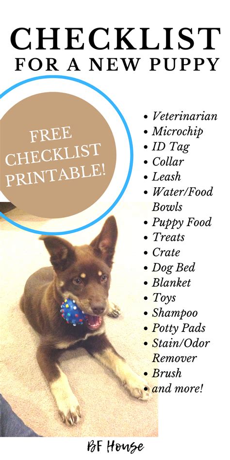 New Puppy Checklist Printable