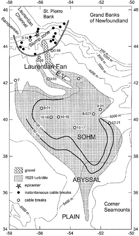 Bathymetric map of Laurentian Fan and Sohm Abyssal Plain, showing the ...