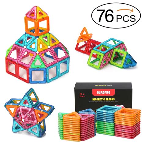 Quadpro 76 Piece Magnetic Blocks Building Toys, Magnet Tiles Kits For Kids | eBay