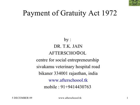 Payment Of Gratuity Act 1972