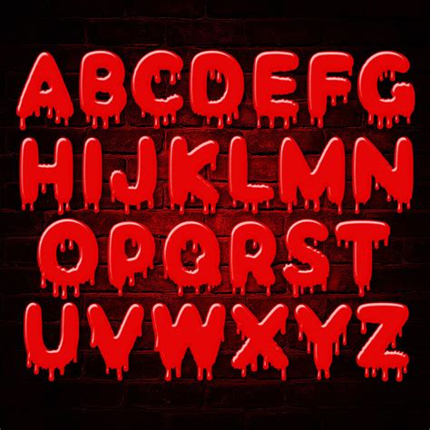 Spooky Alphabet With Blood Dripping Bloody Font Dripping Letters Halloween Alphabet Halloween ...