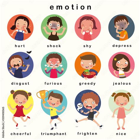 Variety of emotions children, kids face with different expressions. vector, illustration Stock ...