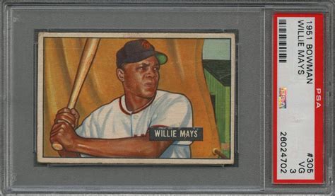 Lot Detail - 1951 Bowman #305 Willie Mays Rookie Card – PSA VG 3