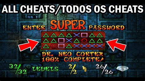 Crash Bandicoot [PS1] - All Cheats (Todos os Cheats) - YouTube