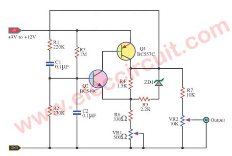 Sine wave oscillator low frequency-constant amplitude | ElecCircuit.com