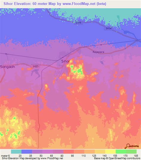 Elevation of Sihor,India Elevation Map, Topography, Contour