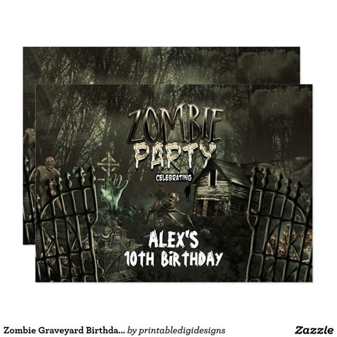 Zombie Graveyard Birthday Party Invitations Zombie Birthday Parties, Zombie Party, Zombie ...