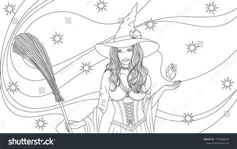 6,238 Witch Coloring Pages Images, Stock Photos & Vectors | Shutterstock