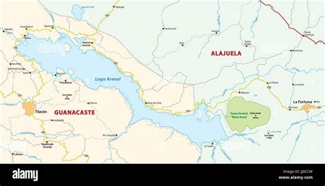 map of the environment of the Costa rican lake arenal Stock Vector ...