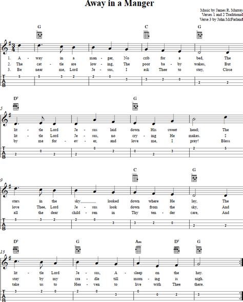 Away in a manger ukulele chords sheet music tab lyrics – Artofit