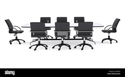 Conference table and black office chairs. Isolated Stock Photo - Alamy