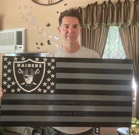 Oakland Raiders Custom wood American Flag military flag | Etsy