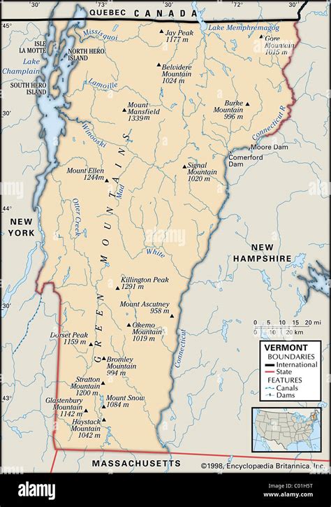 Green mountains vermont map hi-res stock photography and images - Alamy