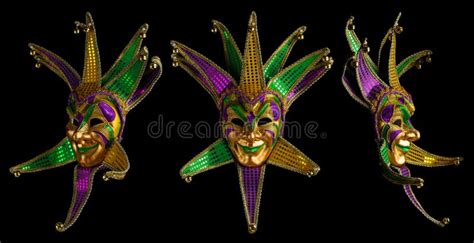 Set of Colorful Mardi Gras Masks Isolated on Black Stock Photo - Image ...