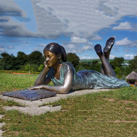 Hot Sale Bronze Lying Little Kids Girl Reading Book Garden Statue ...